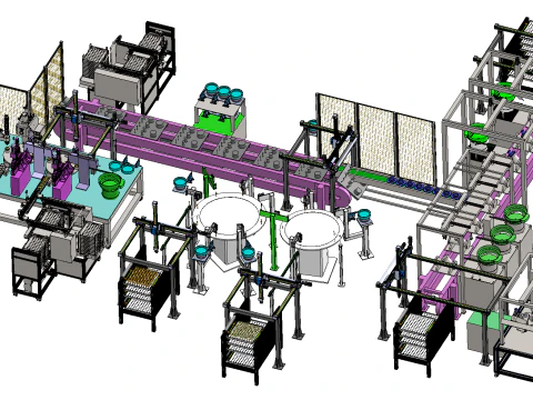 Linha de montagem do corpo da v&aacute;lvula vers&atilde;o C SolidWorks edit&aacute;vel Modelo 3D