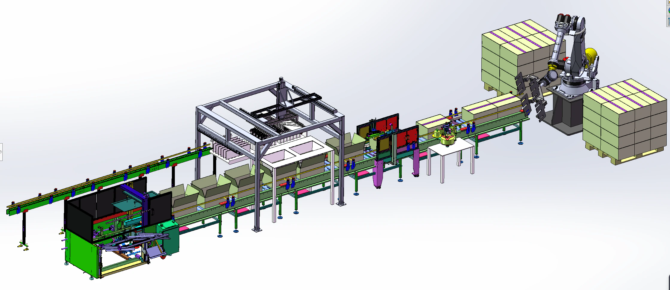 Milk bottle paper box automatic packaging line equipment SolidWorks 3D 3D Model .c4d .max .obj .3ds .fbx .stl .blend 