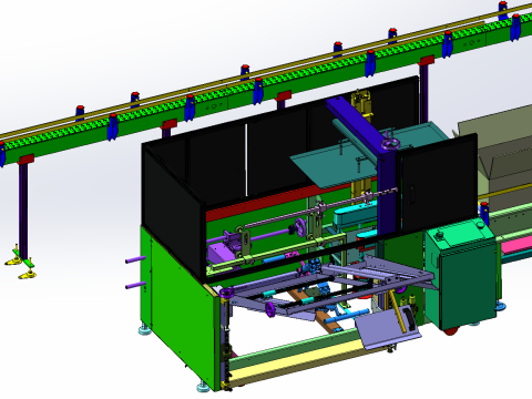Automatische Verpackungslinienausrüstung für Milchflaschen-Papierboxen SolidWorks 3D 3D Modell