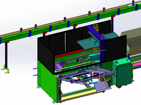 Milk bottle paper box automatic packaging line equipment SolidWorks 3D 3D Model