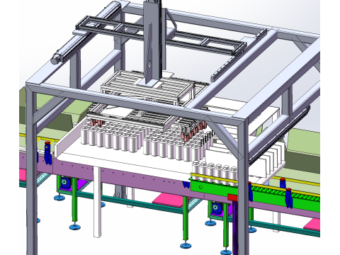 Automatische Verpackungslinienausrüstung für Milchflaschen-Papierboxen SolidWorks 3D 3D Modell
