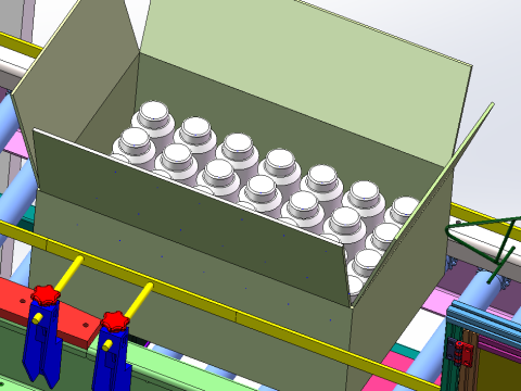 Automatische Verpackungslinienausrüstung für Milchflaschen-Papierboxen SolidWorks 3D 3D Modell