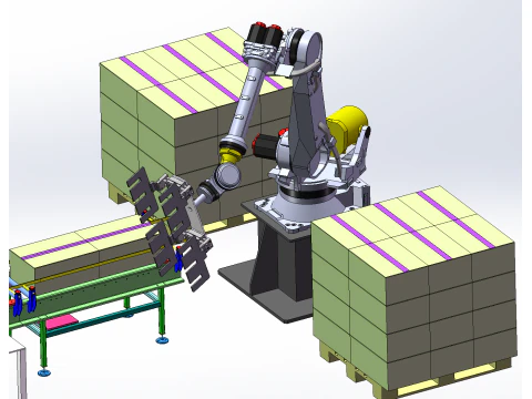 Milk bottle paper box automatic packaging line equipment SolidWorks 3D 3D Model