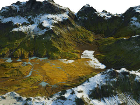 Realistic snow scenery scenery and terrain 3D Model