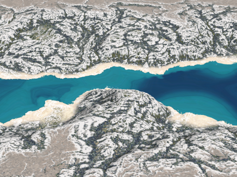 Modelo geológico de alta precisão de acidentes geográficos erodidos pelo gelo Modelo 3D