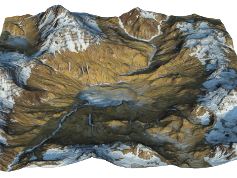 Полярная или высокогорная снежная горная местность 3D Модель