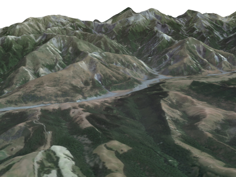 Модель SketchUp гор и рек 3D Модель