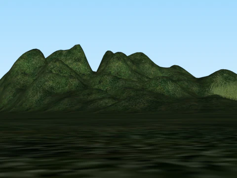 A hillside covered in green grass and some stones 3D Model