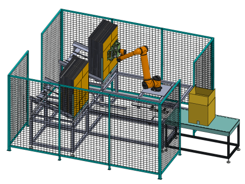 바닥면 자동 접착 기능을 갖춘 전자동 골판지 상자 성형기 - SolidW 3D 모델