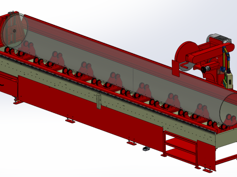 Yatay uzun eksenli kesme makinesi SolidWorks düzenlenebilir 3D Model