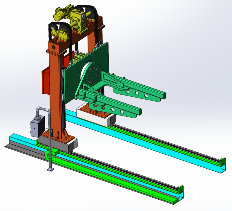 Banco de trabajo editable de elevación y giro de SolidWorks con rieles de tierra móviles Modelo 3D .c4d .max .obj .3ds .fbx .stl .blend 