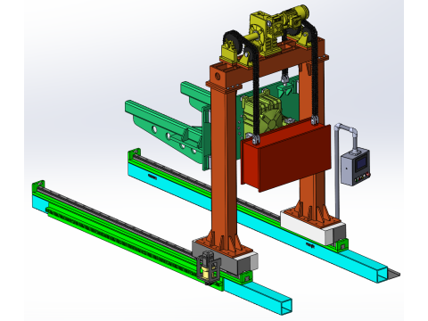 Banco de trabajo editable de elevación y giro de SolidWorks con rieles de tierra móviles Modelo 3D