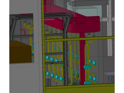 Desain Lini Produksi Pelapisan Sandaran Kepala Otomotif Model 3D