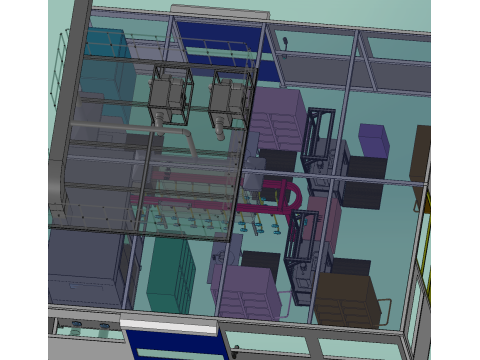 Desain Lini Produksi Pelapisan Sandaran Kepala Otomotif Model 3D