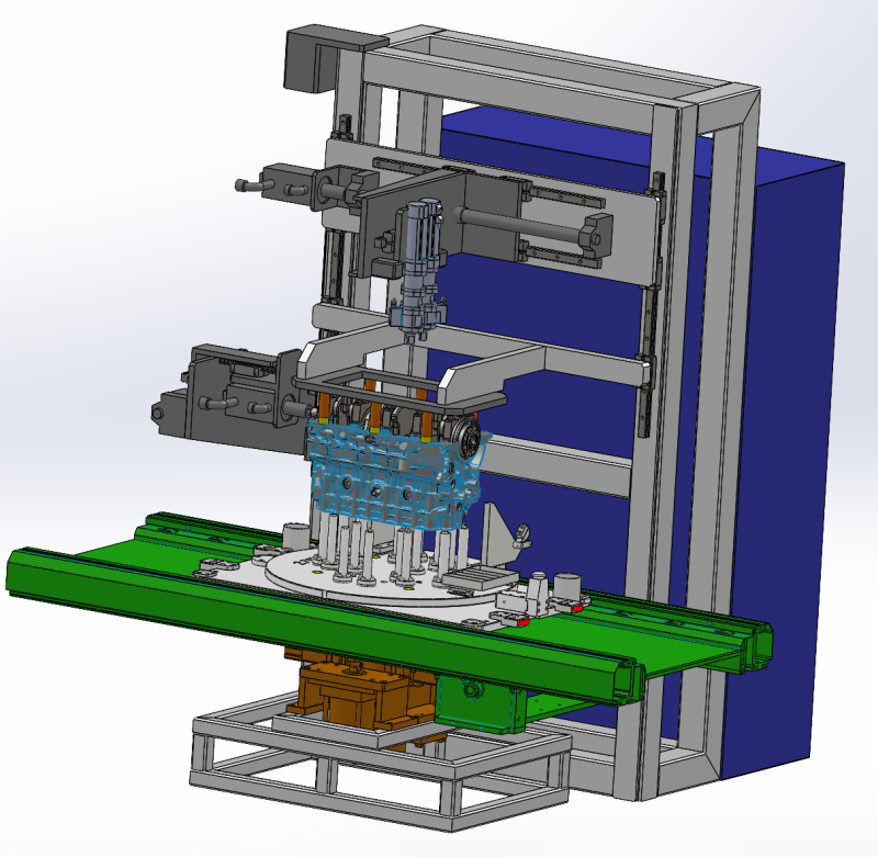 Silindir bloğu montajı inceleme hattı SolidWorks düzenlenebilir 3D Model .c4d .max .obj .3ds .fbx .stl .blend 