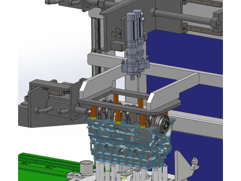 Silindir bloğu montajı inceleme hattı SolidWorks düzenlenebilir 3D Model