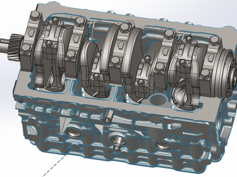 Silindir bloğu montajı inceleme hattı SolidWorks düzenlenebilir 3D Model