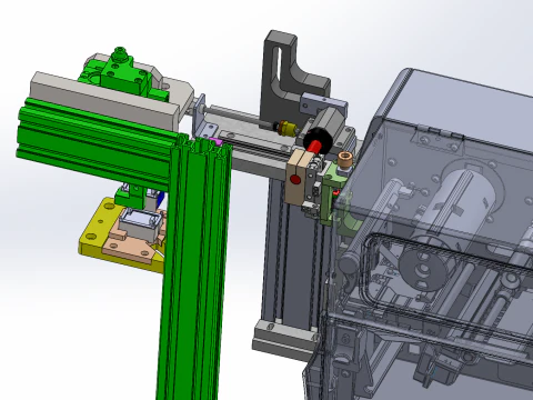 TCS instant printing and pasting - cam mechanism automatic labeling machine SolidWorks editable 3D Model