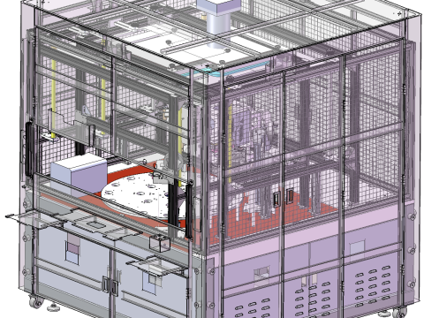 Восьмистанционное заводское инспекционное оборудование SolidWorks, редактируемое 3D Модель