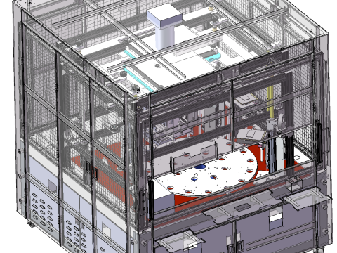 Восьмистанционное заводское инспекционное оборудование SolidWorks, редактируемое 3D Модель