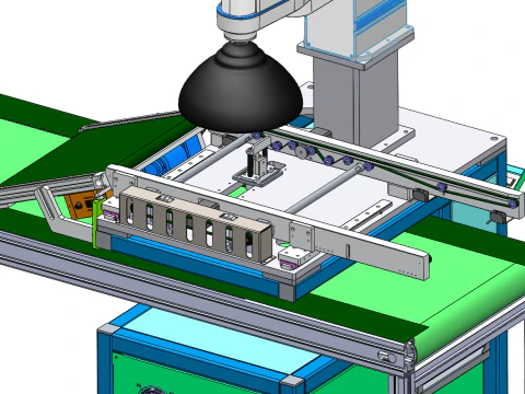 AOI inspection of materials for upper and lower tracks in SolidWorks 3D 3D Model