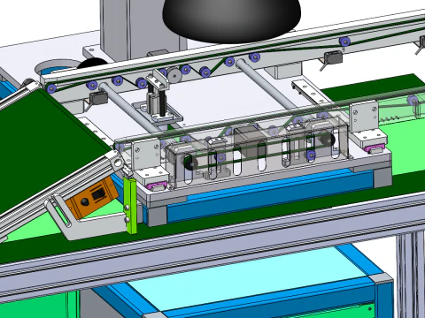AOI inspection of materials for upper and lower tracks in SolidWorks 3D 3D Model
