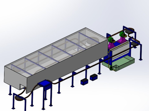 Підвісна ланцюгова сушильна лінія SolidWorks 3D 3D Модель