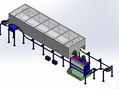 Підвісна ланцюгова сушильна лінія SolidWorks 3D 3D Модель