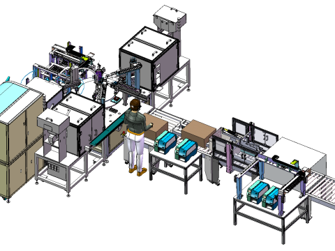 警報装置生産ライン SolidWorks 編集可能 3Dモデル