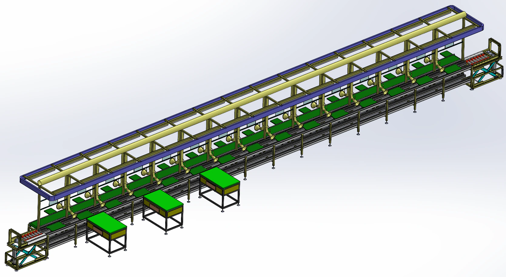 Differential chain belt line elevator production line SolidWorks editable 3D Model .c4d .max .obj .3ds .fbx .stl .blend