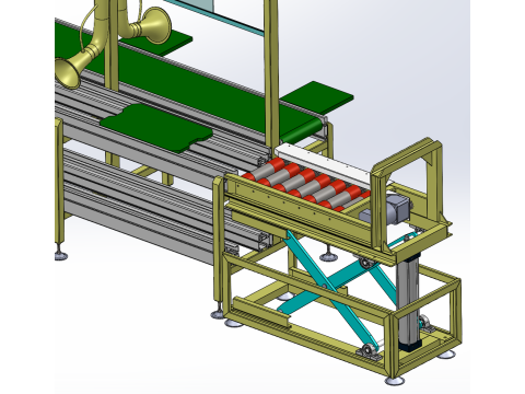 Diferansiyel zincir bant hattı asansör üretim hattı SolidWorks düzenlenebilir 3D Model