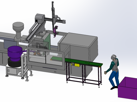 注塑机和送料机构SolidWorks可编辑 3D 模型