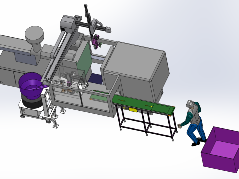 사출 성형기 및 공급 메커니즘 SolidWorks 편집 가능 3D 모델