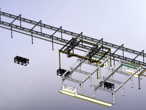 Tieflockerungsmaschine, Aufhängeketten-Produktionslinie, SolidWorks bearbeitbar 3D Modell