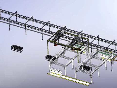 Deep loosening machine suspension chain production line SolidWorks editable 3D Model