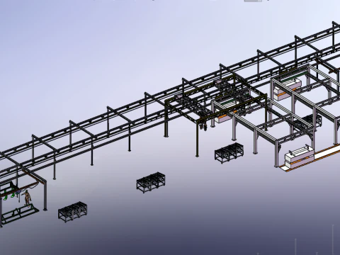 Deep loosening machine suspension chain production line SolidWorks editable 3D Model