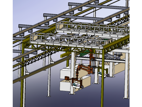 Línea de producción de cadena de suspensión de máquina de aflojamiento profundo SolidWorks editable Modelo 3D