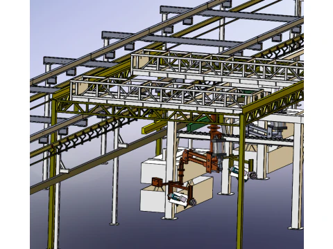 Deep loosening machine suspension chain production line SolidWorks editable 3D Model