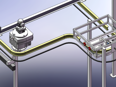 Línea de producción de cadena de suspensión de máquina de aflojamiento profundo SolidWorks editable Modelo 3D