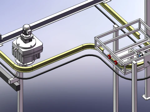 Deep loosening machine suspension chain production line SolidWorks editable 3D Model
