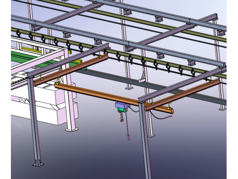 Línea de producción de cadena de suspensión de máquina de aflojamiento profundo SolidWorks editable Modelo 3D