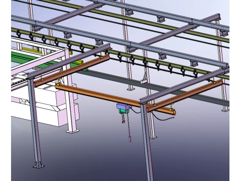 Deep loosening machine suspension chain production line SolidWorks editable 3D Model