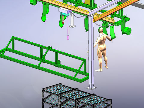 Línea de producción de cadena de suspensión de máquina de aflojamiento profundo SolidWorks editable Modelo 3D