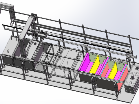 Linha de produção de imersão automática Longmen SolidWorks editável Modelo 3D