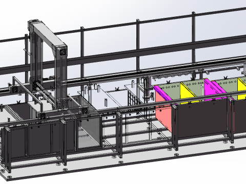 용문 자동 담금 생산 라인 SolidWorks 편집 가능 3D 모델