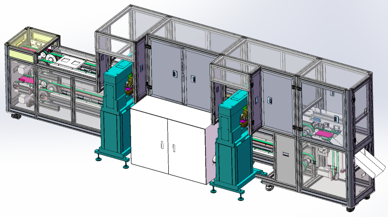 Linha de montagem de equipamentos de impressão por transferência totalmente automática SolidWorks editável Modelo 3D .c4d .max .obj .3ds .fbx .stl .blend