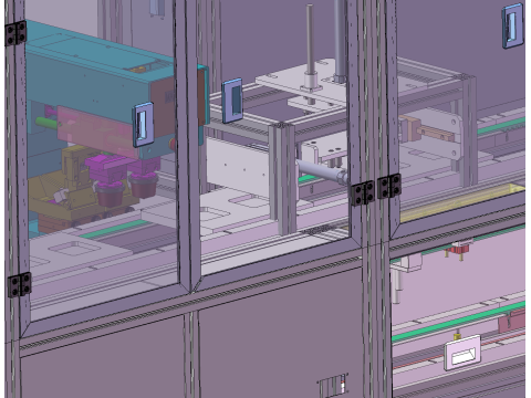 Linha de montagem de equipamentos de impressão por transferência totalmente automática SolidWorks editável Modelo 3D
