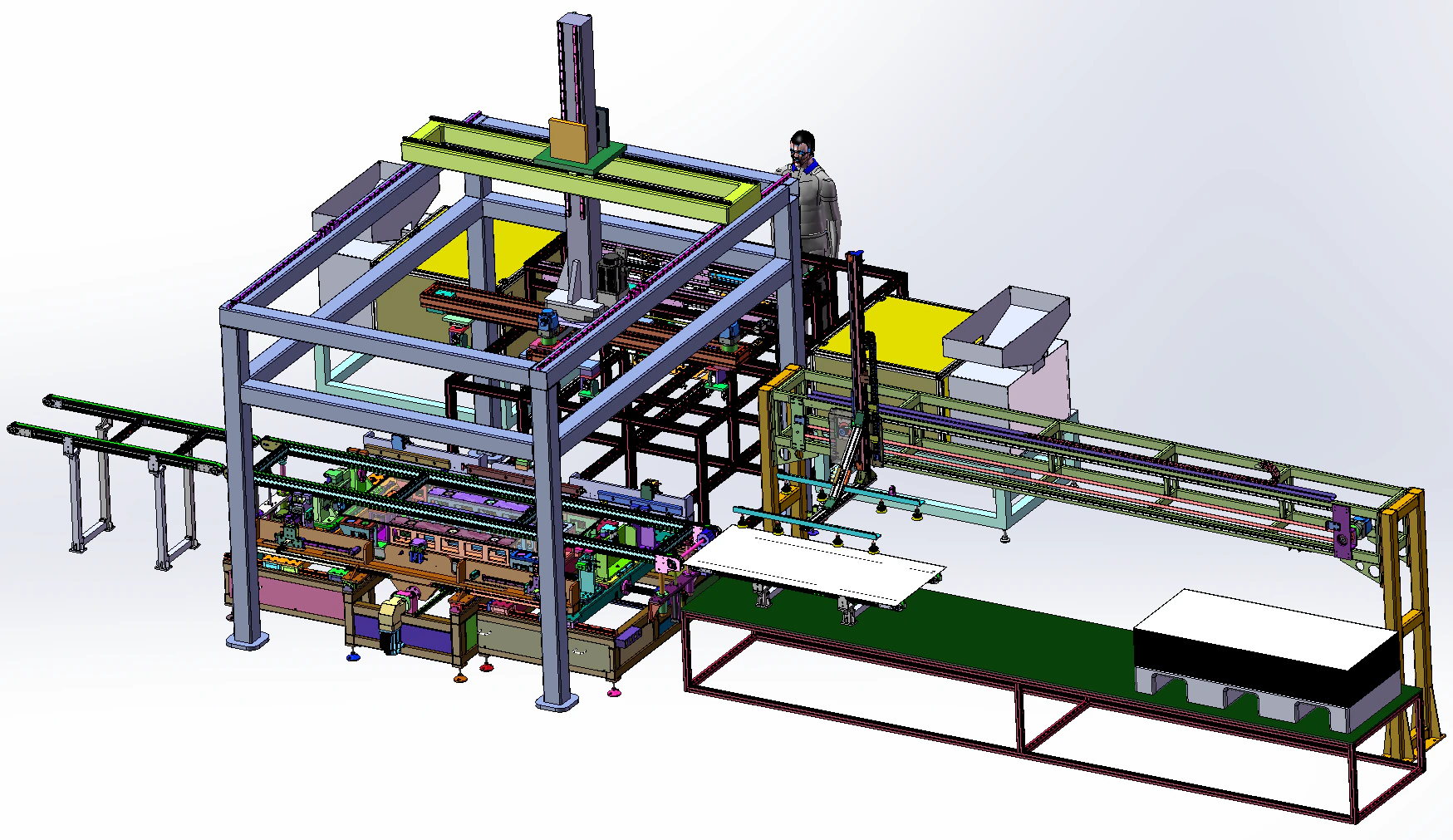 Aluminum alloy frame fitting mirror assembly line including glue SolidWorks editable 3D Model .c4d .max .obj .3ds .fbx .stl .blend