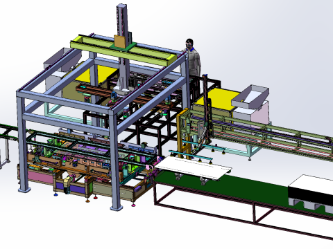 Aluminum alloy frame fitting mirror assembly line including glue SolidWorks editable 3D Model