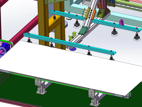 Aluminum alloy frame fitting mirror assembly line including glue SolidWorks editable 3D Model